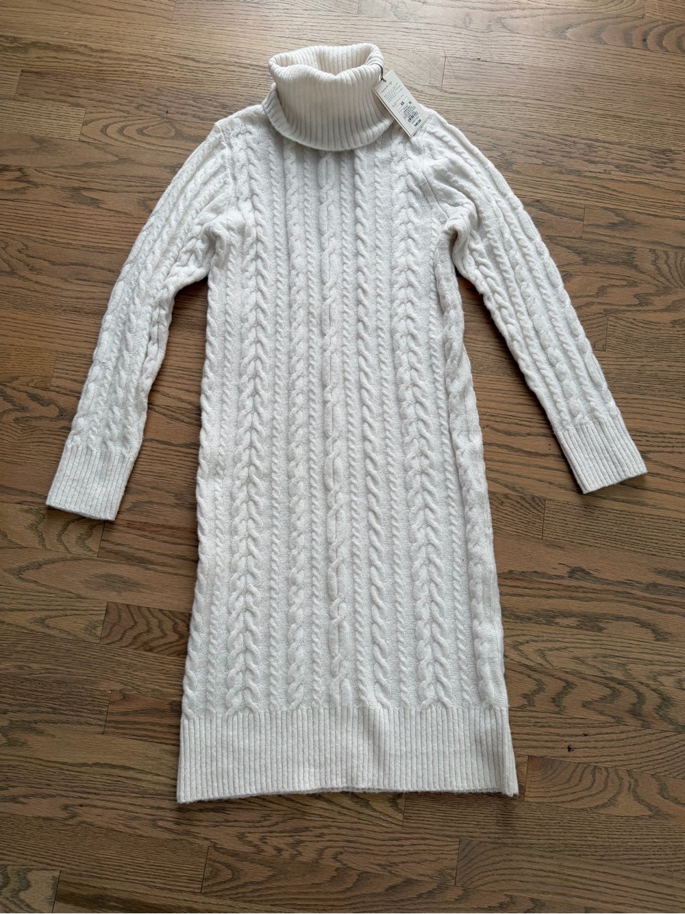 a new day White Cable Knit Turtleneck Sweater Dress